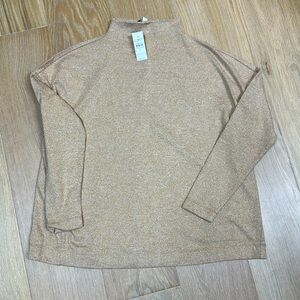 Loft Cozy Beige Mock Long Sleeve Top